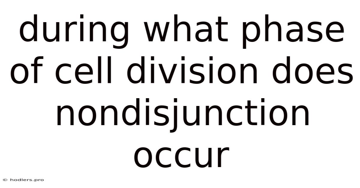 During What Phase Of Cell Division Does Nondisjunction Occur