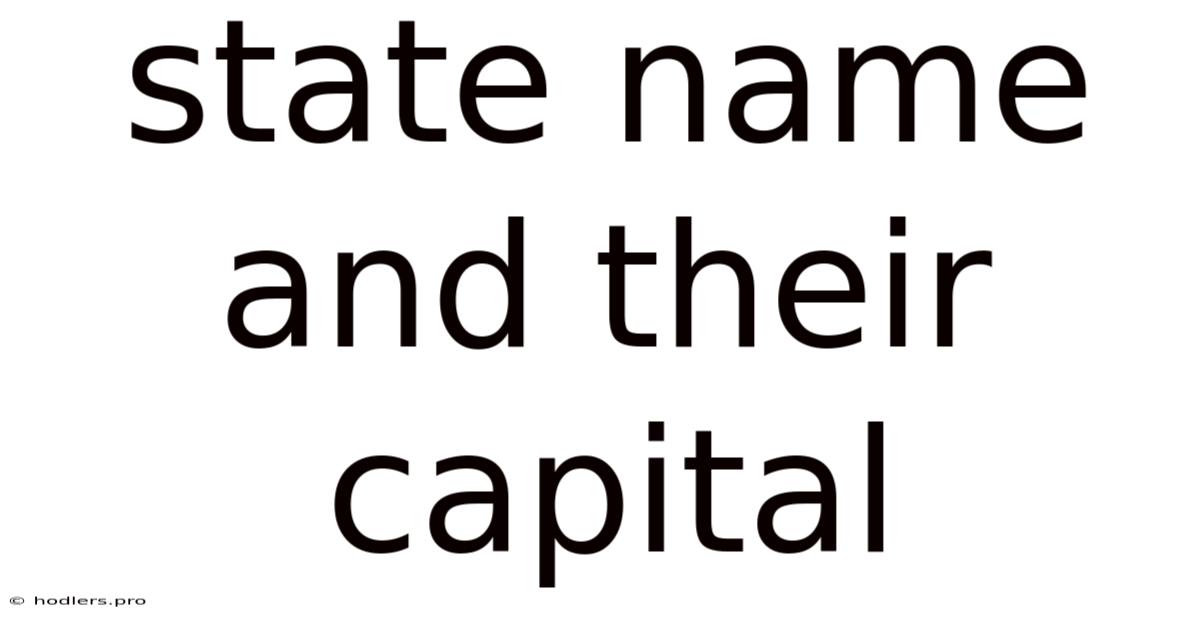 State Name And Their Capital