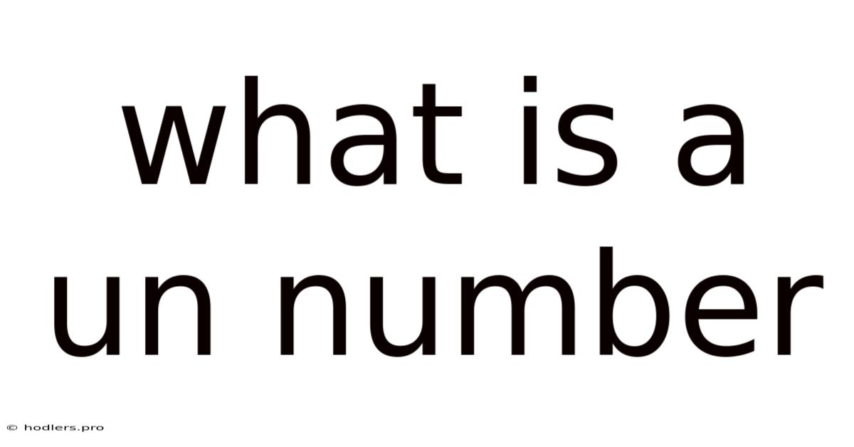 What Is A Un Number